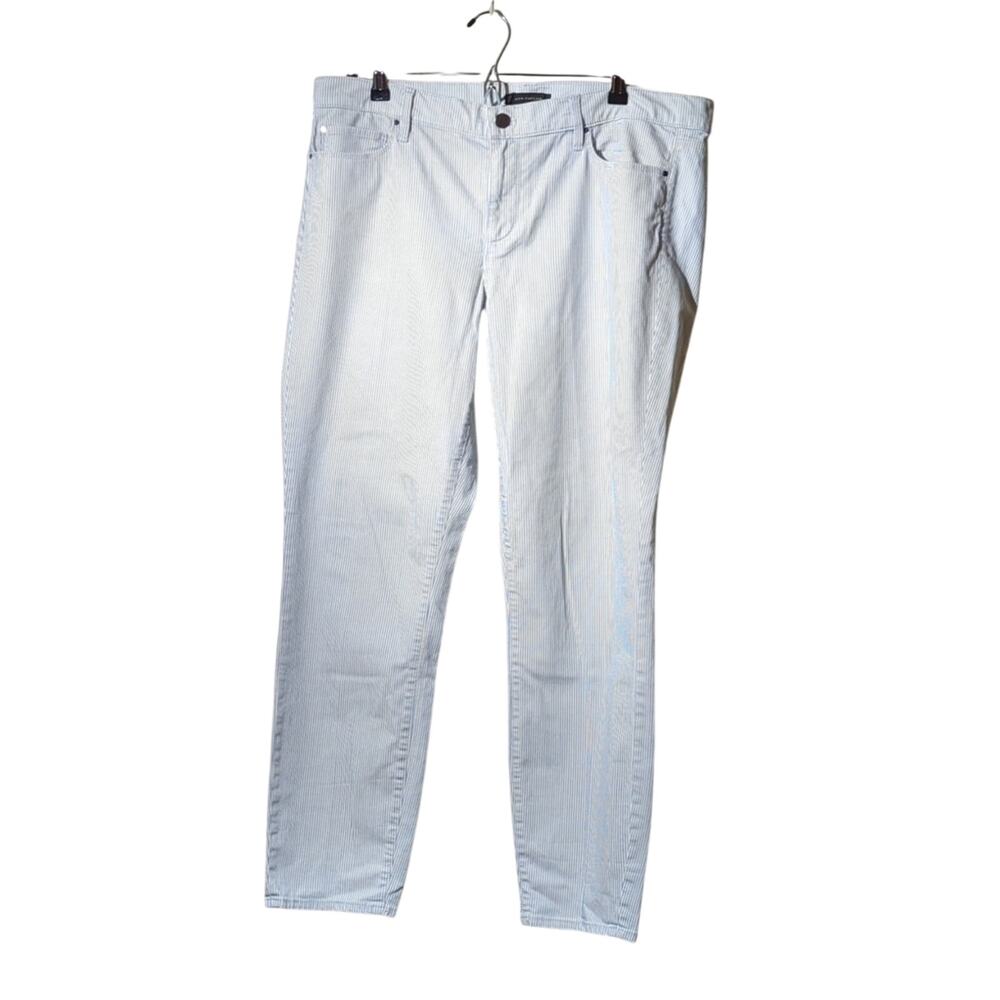 Ann Taylor The Skinny Ankle Modern Fit Lt. Blue Striped Stretch Jean Size 14